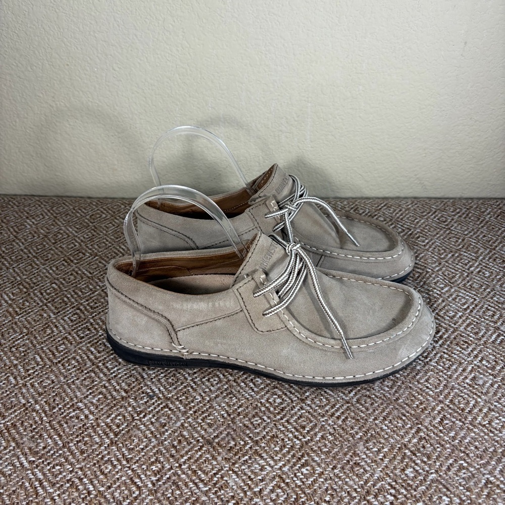 BIRKENSTOCK SUEDE MENS SHOE SIZE 9 42 COLOR SANDS BEIGE MADE IN GERMANY $258 - Picture 1 of 10